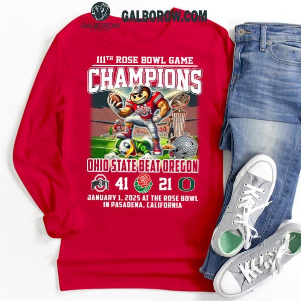 Ohio State Buckeyes Beat Oregon Ducks 111th Rose Bowl Champions 2025 T-Shirt