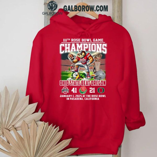 Ohio State Buckeyes Beat Oregon Ducks 111th Rose Bowl Champions 2025 T-Shirt