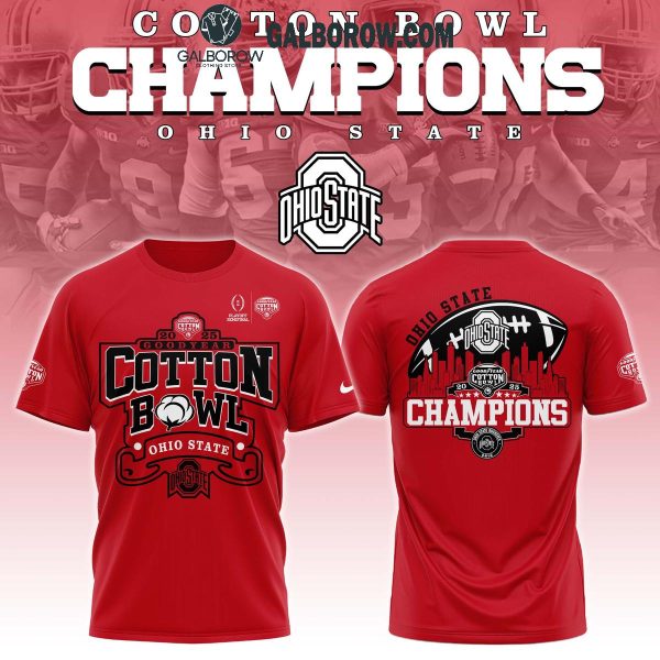 Ohio State Football Cotton Bowl Champions Go Buckeyes 2025 Hoodie T-Shirt Red