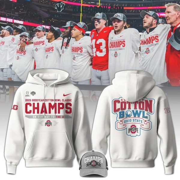 Ohio State Football Cotton Bowl Champions Go Buckeyes 2025 White Hoodie T-Shirt