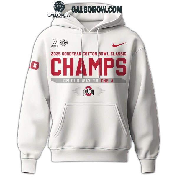 Ohio State Football Cotton Bowl Champions Go Buckeyes 2025 White Hoodie T-Shirt