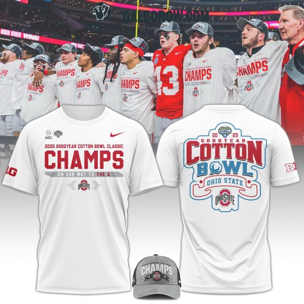 Ohio State Football Cotton Bowl Champions Go Buckeyes 2025 White Hoodie T-Shirt