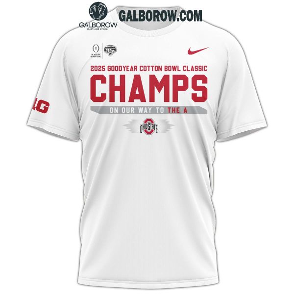 Ohio State Football Cotton Bowl Champions Go Buckeyes 2025 White Hoodie T-Shirt