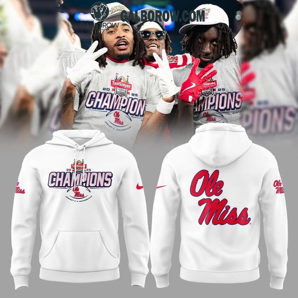 Ole Miss Rebels Football Gator Bowl Champs 2025 Hoodie T-Shirt White Version