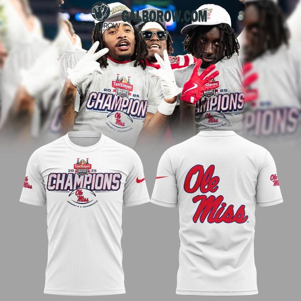 Ole Miss Rebels Football Gator Bowl Champs 2025 Hoodie T-Shirt White Version