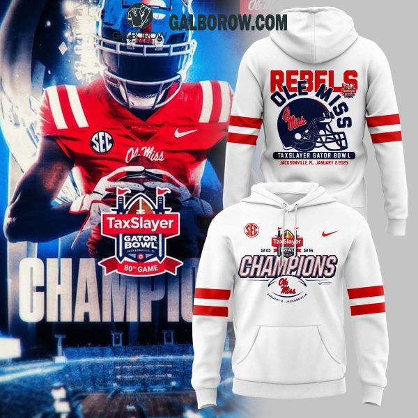 Ole Miss Rebels Gator Bowl Champions 2025 White Hoodie