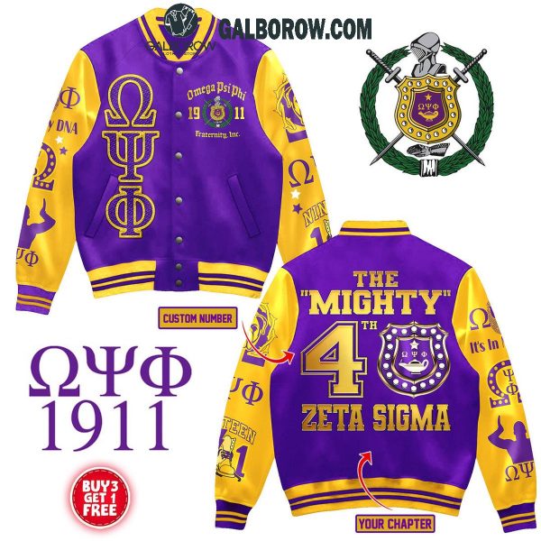 Omega Psi Phi 1911 The Mighty 4th Zeta Sigma Personalized Baseball Jacket