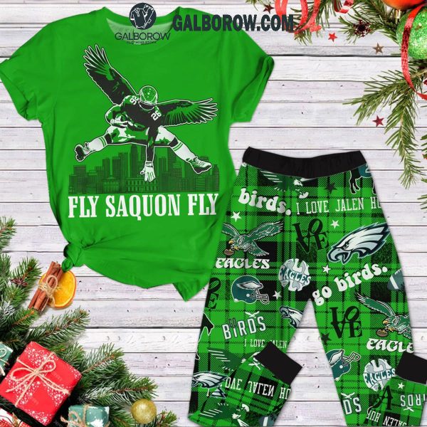 Philadelphia Eagles Fly Saquon Fly 2025 I Love Birds Fleece Pajamas Set