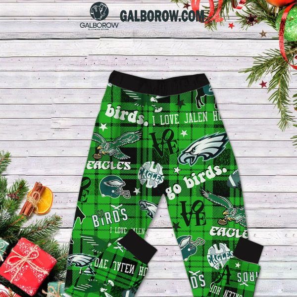 Philadelphia Eagles Fly Saquon Fly 2025 I Love Birds Fleece Pajamas Set