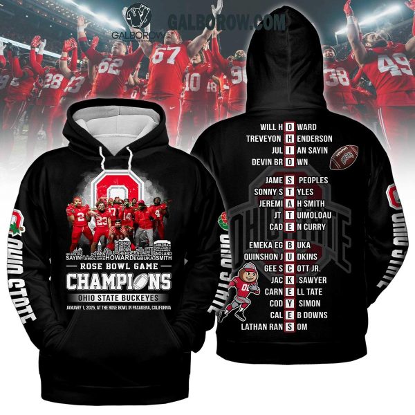 Rose Bowl Game Champions 2025 Ohio State Buckeyes Black Hoodie T Shirt