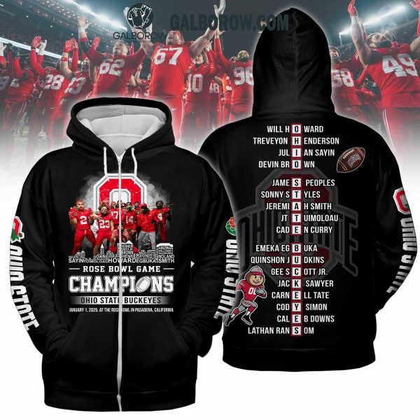 Rose Bowl Game Champions 2025 Ohio State Buckeyes Black Hoodie T Shirt