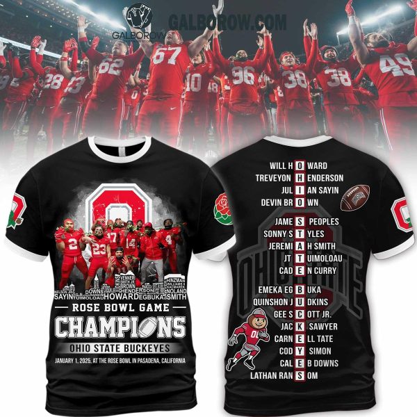 Rose Bowl Game Champions 2025 Ohio State Buckeyes Black Hoodie T Shirt