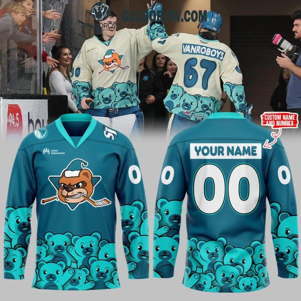 San Jose Barracuda Teddy Toss 2025 Blue Personalized Hockey Jersey