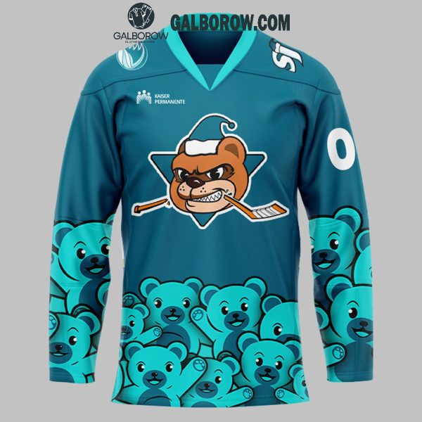 San Jose Barracuda Teddy Toss 2025 Blue Personalized Hockey Jersey