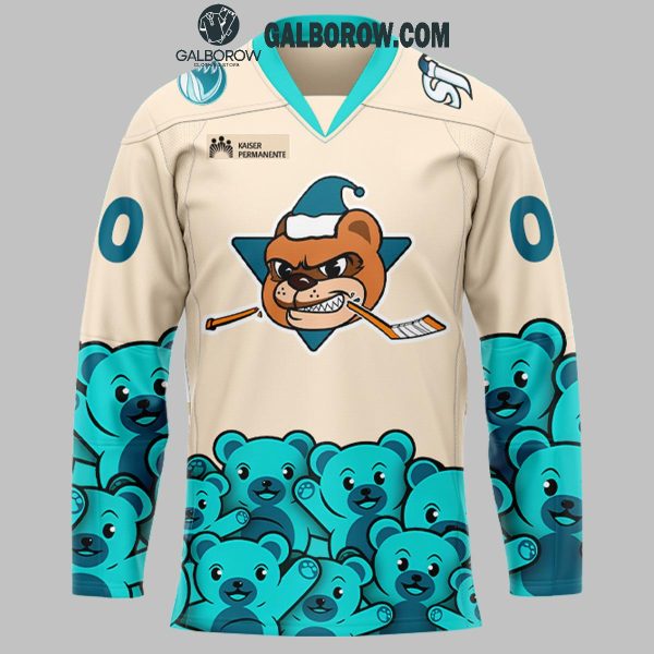 San Jose Barracuda Teddy Toss 2025 Personalized Hockey Jersey Sand