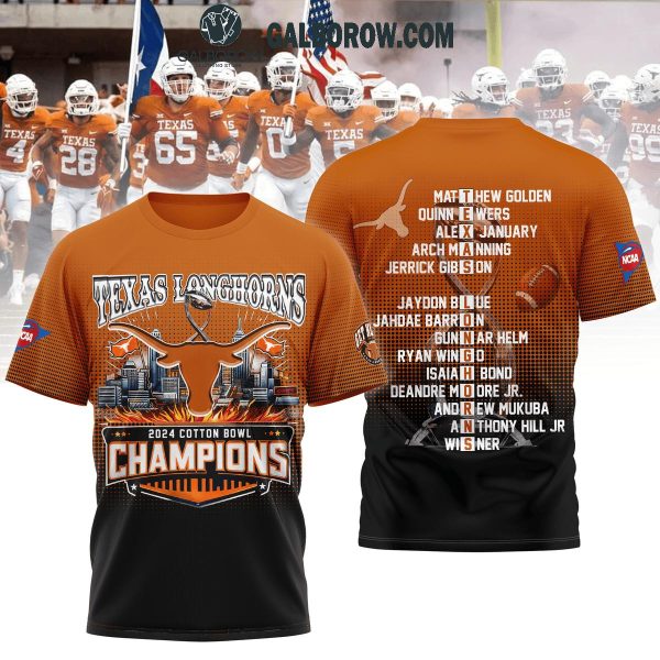 Texas Longhorns 2025 Cotton Bowl Champions 2025 Lineup List Hoodie T-Shirt