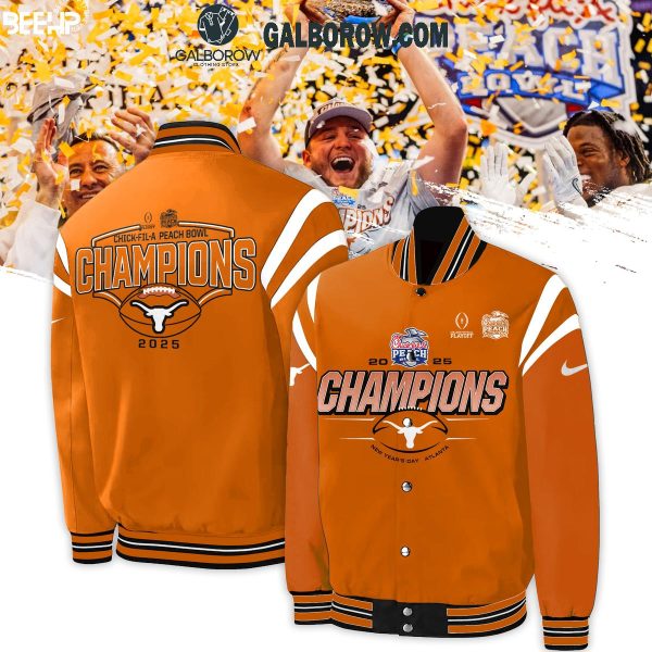 Texas Longhorns 2025 Peach Bowl Champions College Football Playoff Baseball Jacket