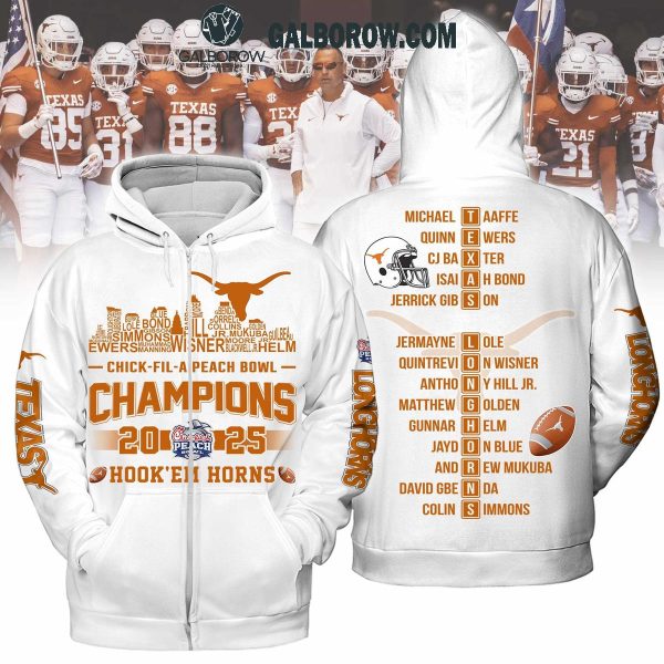 Texas Longhorns Chick Fil A Peach Bowl Champions 2025 White Hoodie T Shirt