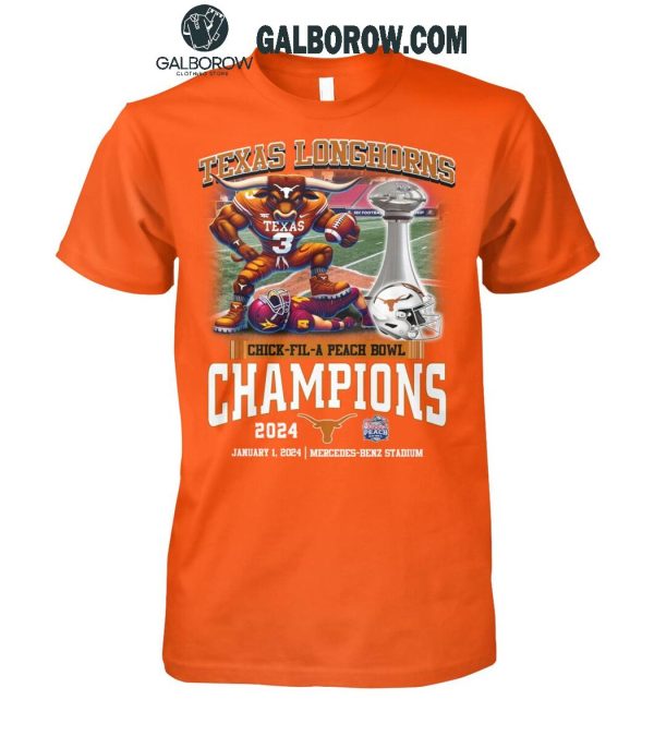 Texas Longhorns Chick-fil-a-Peach Champions 2024 Football Champs T-Shirt