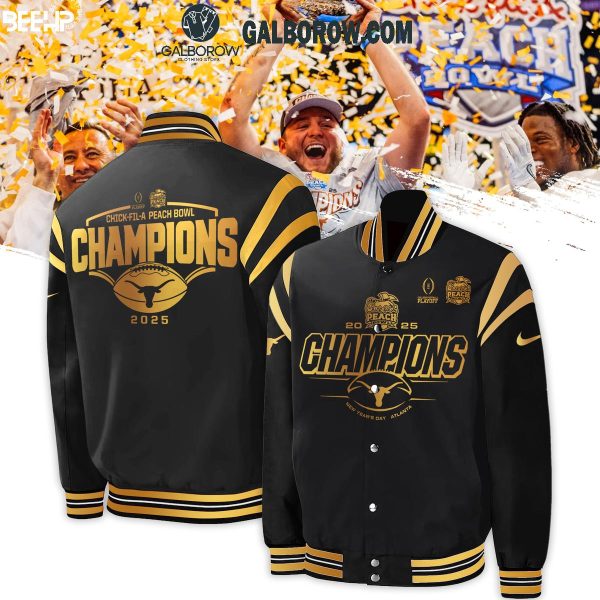 Texas Longhorns College Football Playoff 2025 Peach Bowl Champions Baseball Jacket