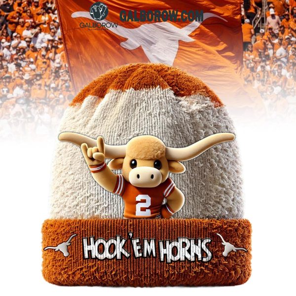 Texas Longhorns Football Hook ‘Em Horns 2025 White Design Beanie Hat