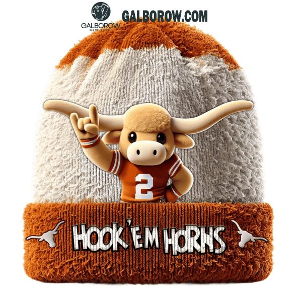 Texas Longhorns Football Hook ‘Em Horns 2025 White Design Beanie Hat