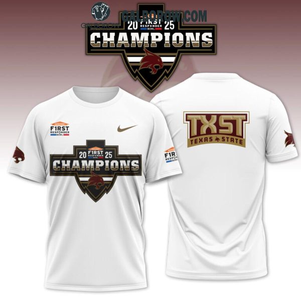 Texas State Bobcat 2025 First Responder Bowl Champions Time Hoodie T-Shirt