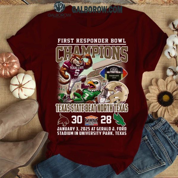 Texas State Bobcats First Responder Bowl Champions 2025 Beat North Texas T-Shirt