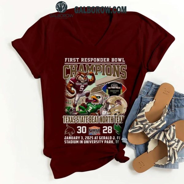 Texas State Bobcats First Responder Bowl Champions 2025 Beat North Texas T-Shirt