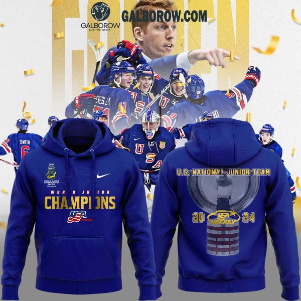 USA Hockey World Junior Ice Hockey Champions 2024 Blue Hoodie T-Shirt