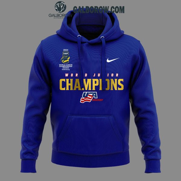 USA Hockey World Junior Ice Hockey Champions 2024 Blue Hoodie T-Shirt