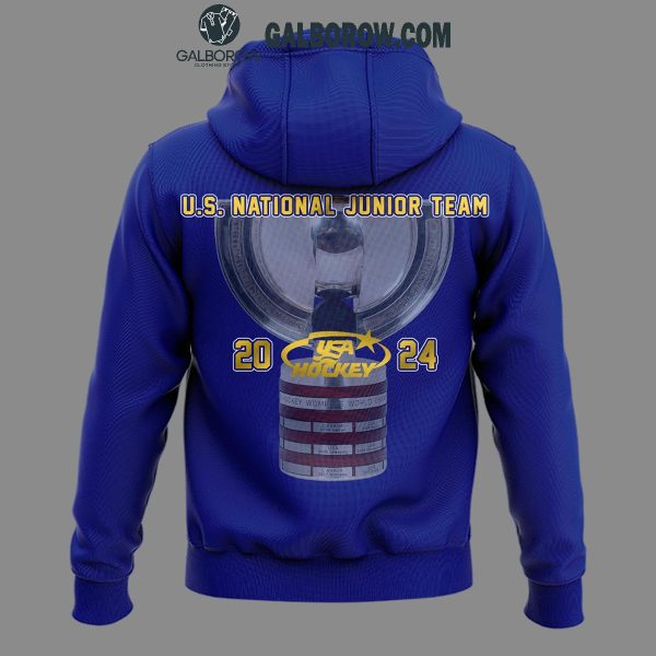 USA Hockey World Junior Ice Hockey Champions 2024 Blue Hoodie T-Shirt