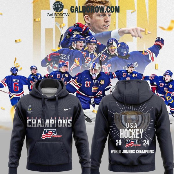 USA Hockey World Junior Ice Hockey Champions 2024 Hoodie T-Shirt Black