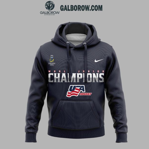 USA Hockey World Junior Ice Hockey Champions 2024 Hoodie T-Shirt Black