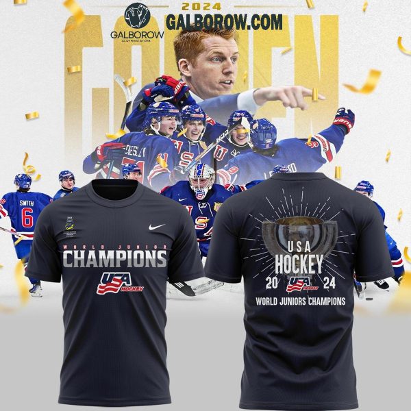 USA Hockey World Junior Ice Hockey Champions 2024 Hoodie T-Shirt Black