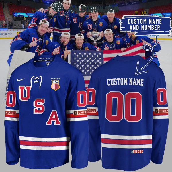 USA Hockey World Junior Ice Hockey Champions 2024 Personalized Hockey Jersey