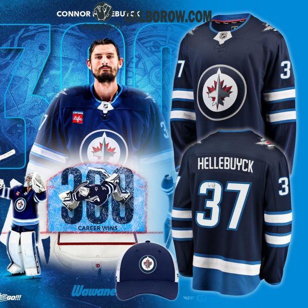 Winnipeg Jets Connor Hellebuyck 2025 Congratulations 300 Career Wins Hockey Jersey